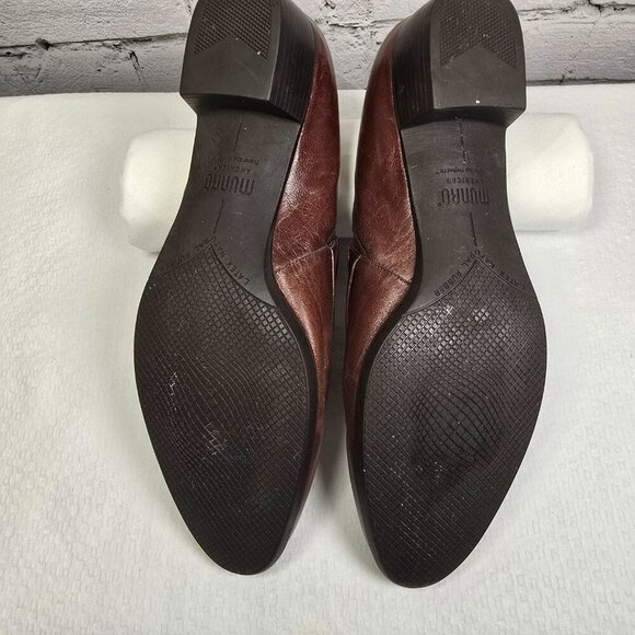 MUNRO AMERICAN WOMENS ALISON LEATHER BROWN LEATHER PLEATED CASUAL SHOE SIZE 9 - Picture 6 of 6